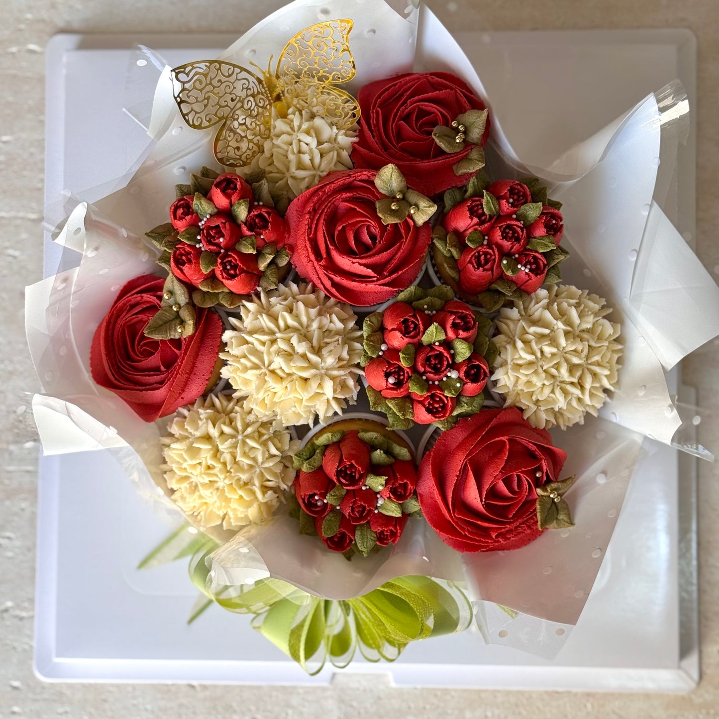 Scarlet Elegance Cupcakes Bouquet